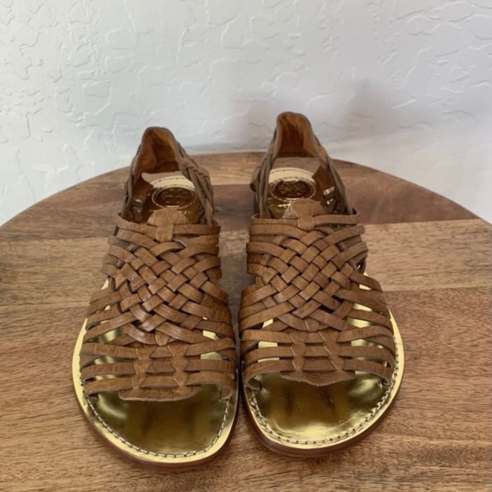 Tory Burch Size 9.5 M Brown Woven Leather Anya Huarache Sandal